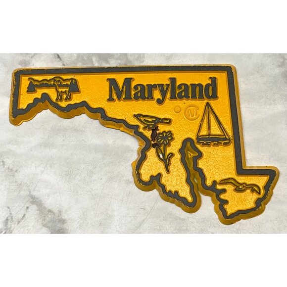 Maryland State Outline Refrigerator Magnet Travel Souvenir Yellow - Picture 5 of 6